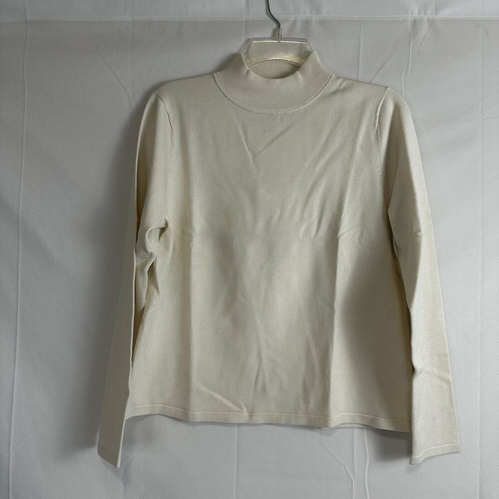 Pendleton Women's Classic Ivory Mock Neck Sweater Silk and Nylon NWT - Size MED - Picture 3 of 11